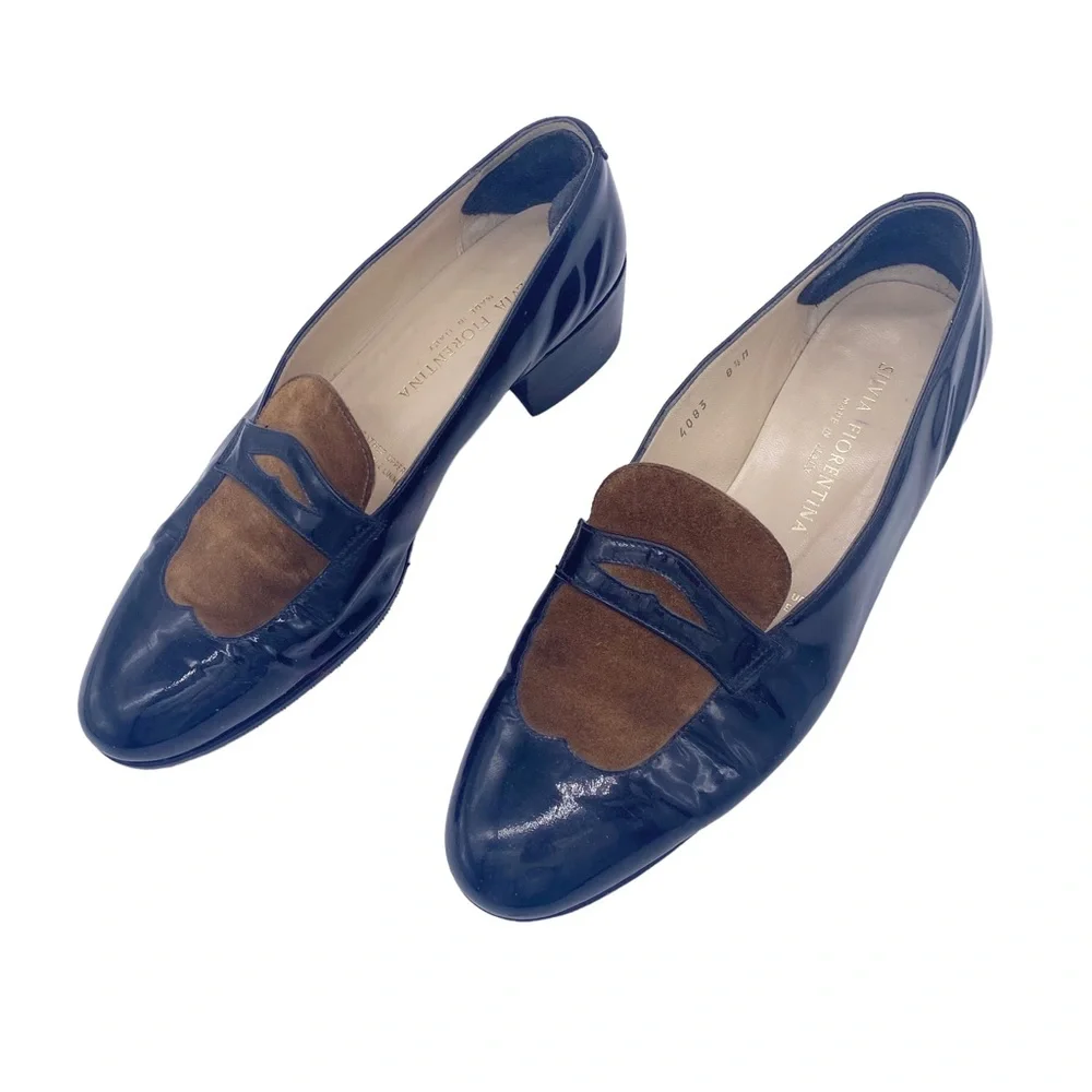 Silvia Florentina Brown and black loafer Heels 8.5 - Picture 2 of 6